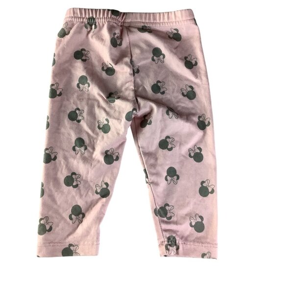 Baby Girl 2 Pc Leggings 3-6M Pink & Minnie Mouse Print Cotton Blend - Picture 7 of 9
